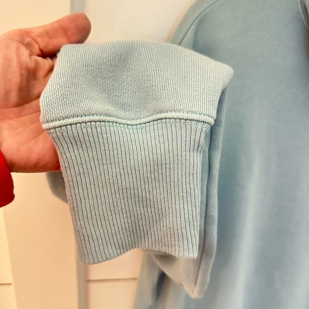 AERI S Cozy Mock Neck cotton blend woman blue sweatshirt cozy comfort casual - Picture 9 of 15